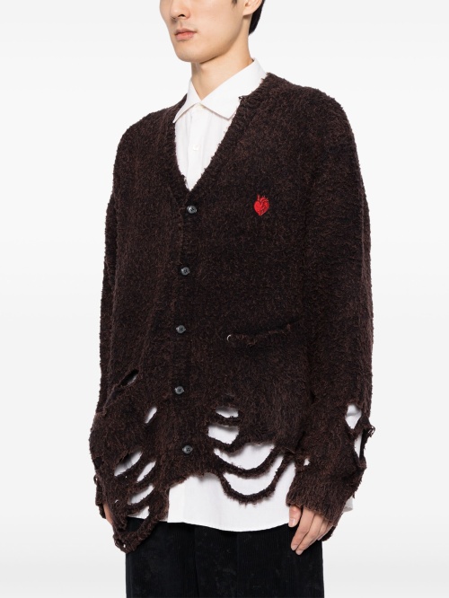 Distressed-effect knitted cardigan Doublet — купить на платформе