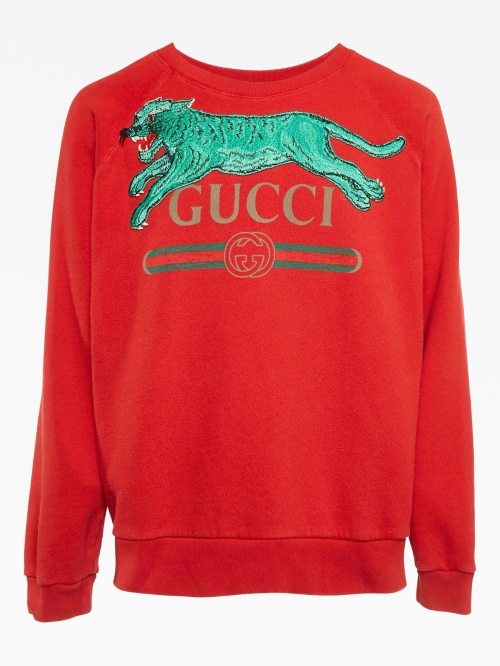 Красный свитер Gucci с логотипом тигра Gucci Pre-Owned — купить в