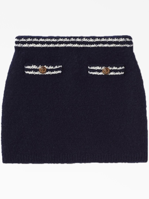 stripe-trim knitted cashmere miniskirt
