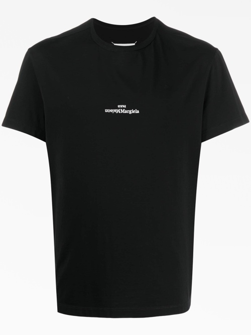 Upside-down logo crew-neck T-shirt