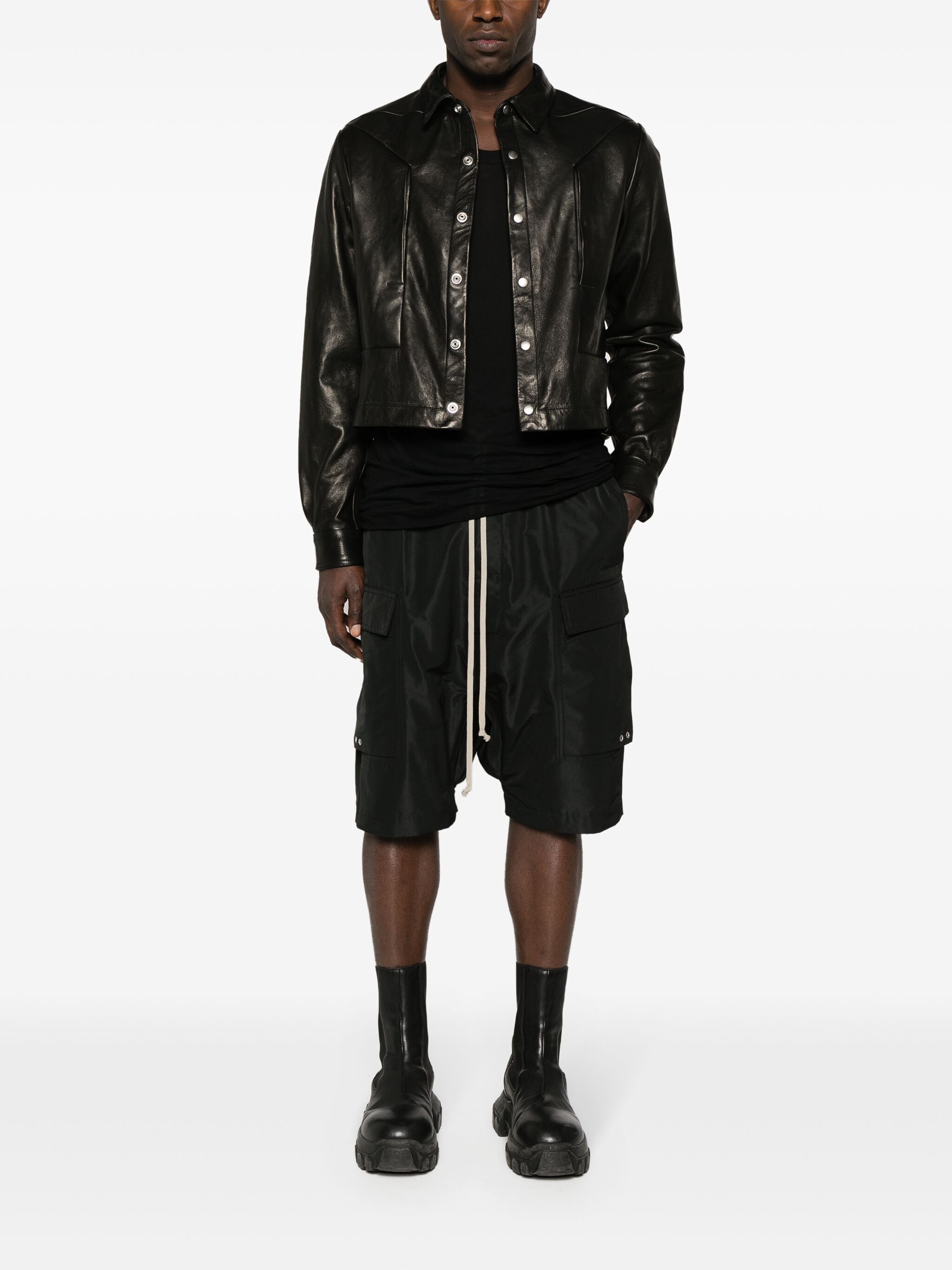 Рубашка-куртка из кожи Alice Strobe Rick Owens — купить в интернет