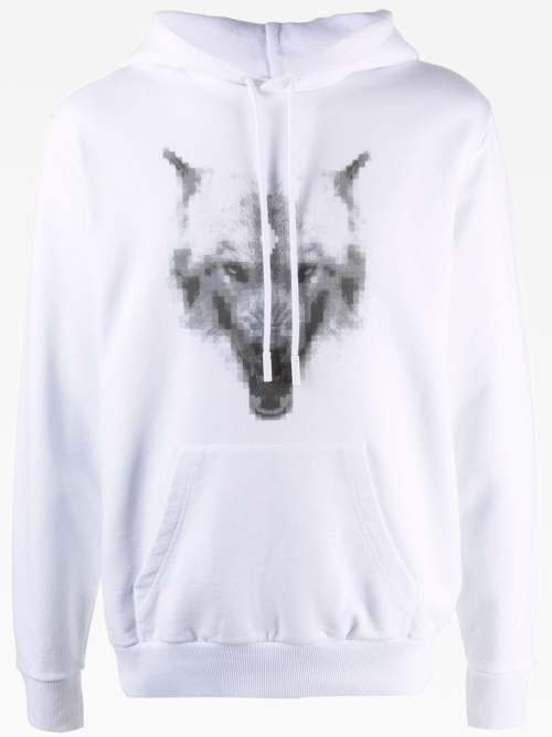 MARCELLO BURLON ホワイト　パーカー Хлопковое худи с принтом волка Marcelo Burlon County of Milan