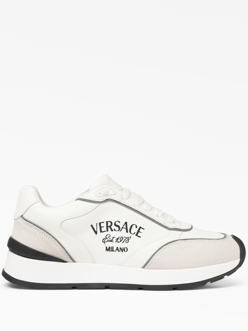 logo-embroidered panelled sneakers
