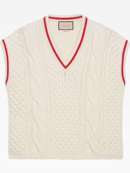 Cable-knit V-neck vest