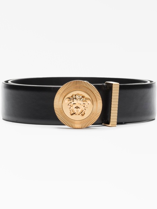 Medusa-plaque buckle-fastening belt
