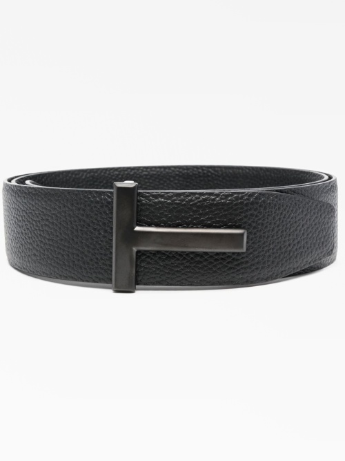 Logo-buckle leather belt