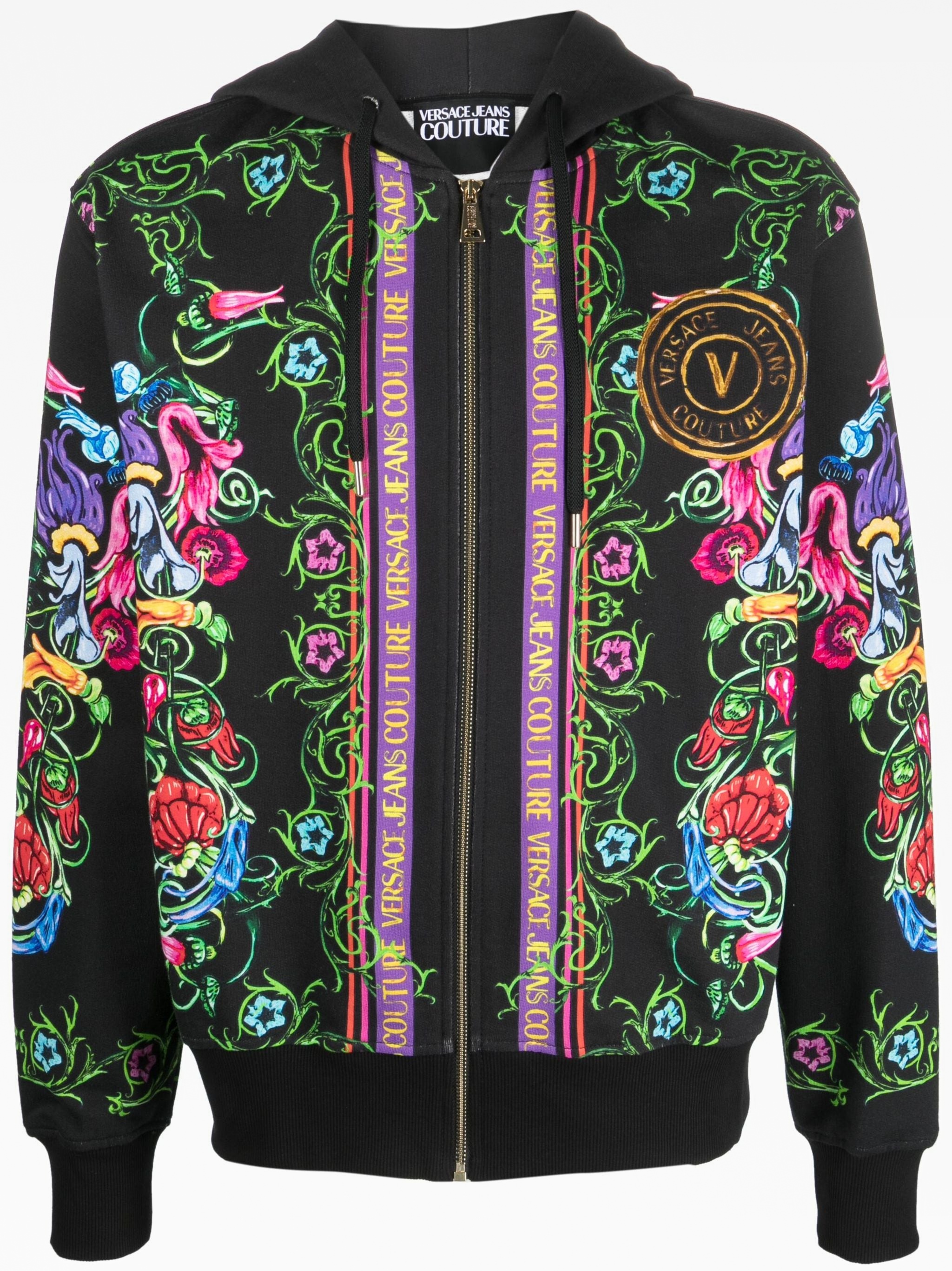 Хлопковый худи с барочным принтом Versace Jeans Couture — купить в