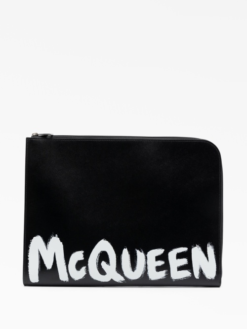 Graffiti logo-print clutch