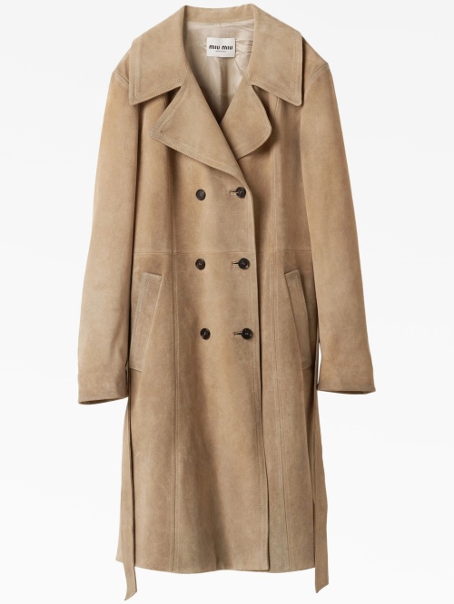 double-breasted suede coat