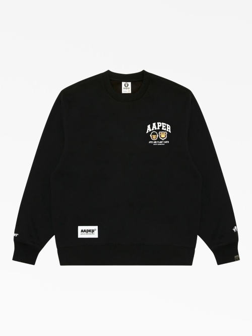 Черный свитшот Planet Earth с круглым вырезом AAPE BY *A BATHING