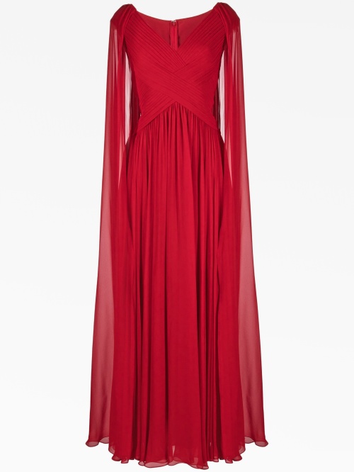 Draped v-neck silk gown