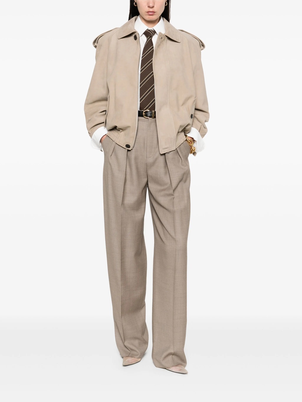 Шерстяные брюки с высокой талией