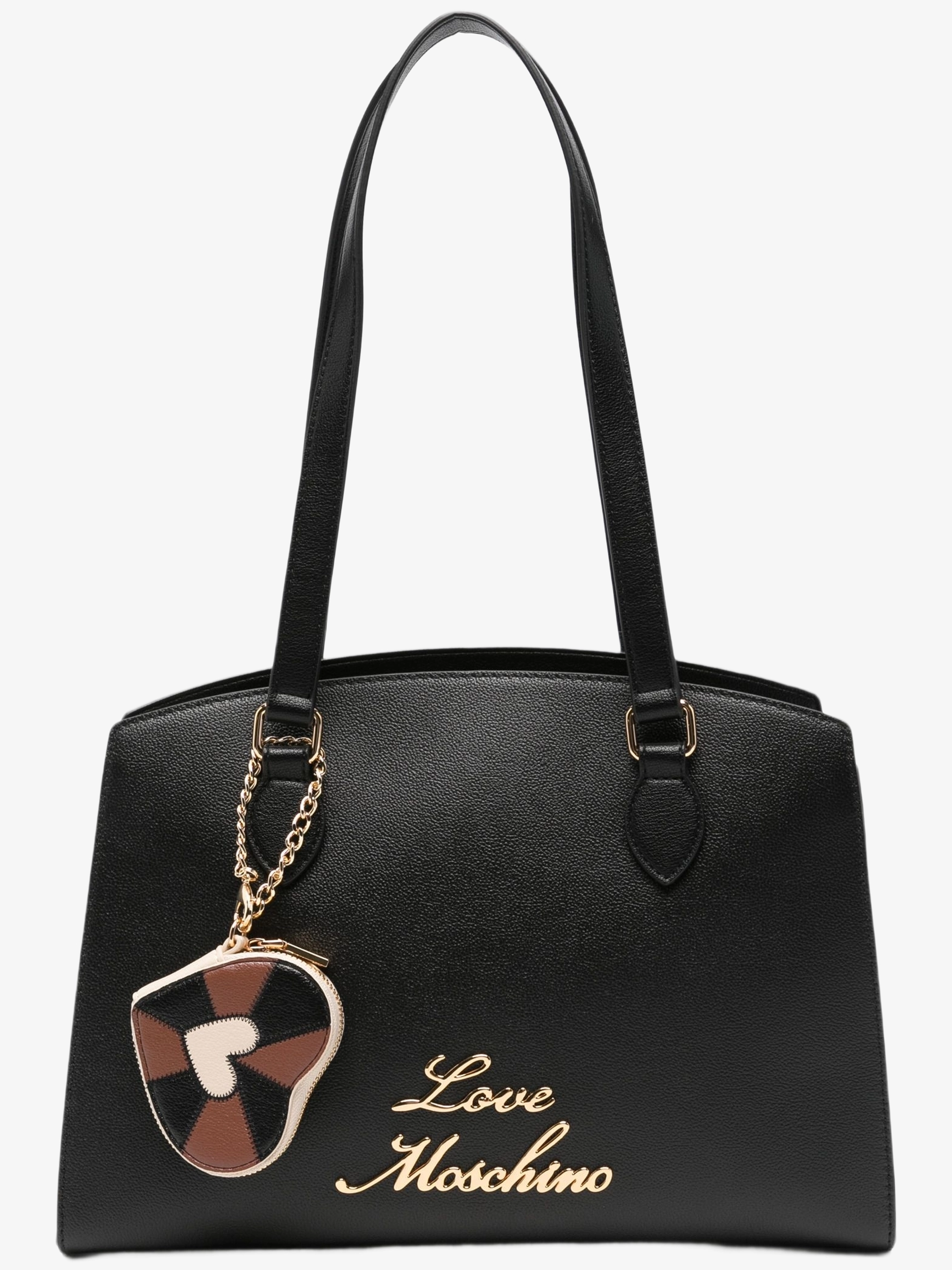 Черная сумка-тоут с подвеской в виде сердца Love Moschino — купить