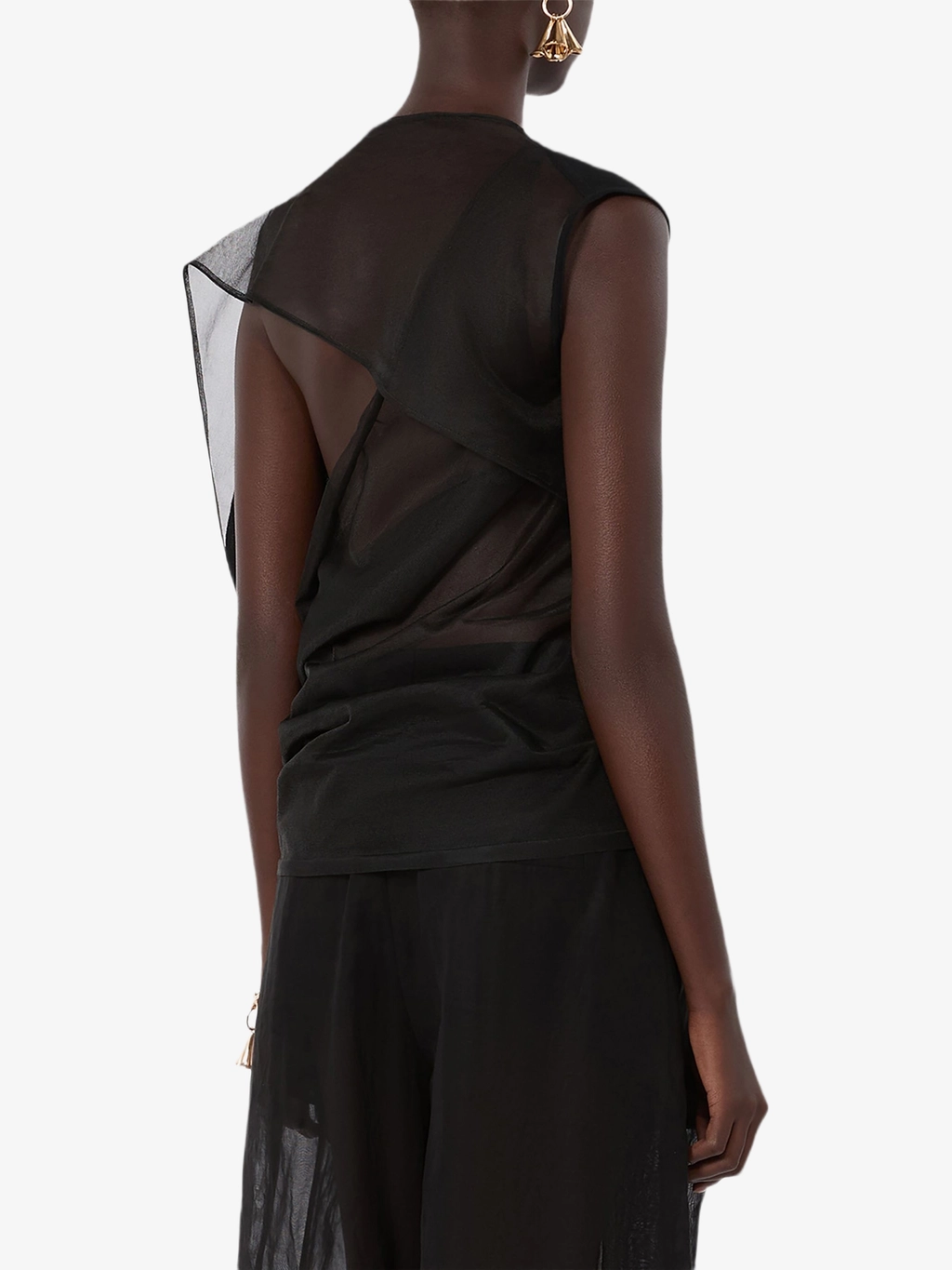 Асимметричная черная блузка из сетки Sportmax — купить в интернет