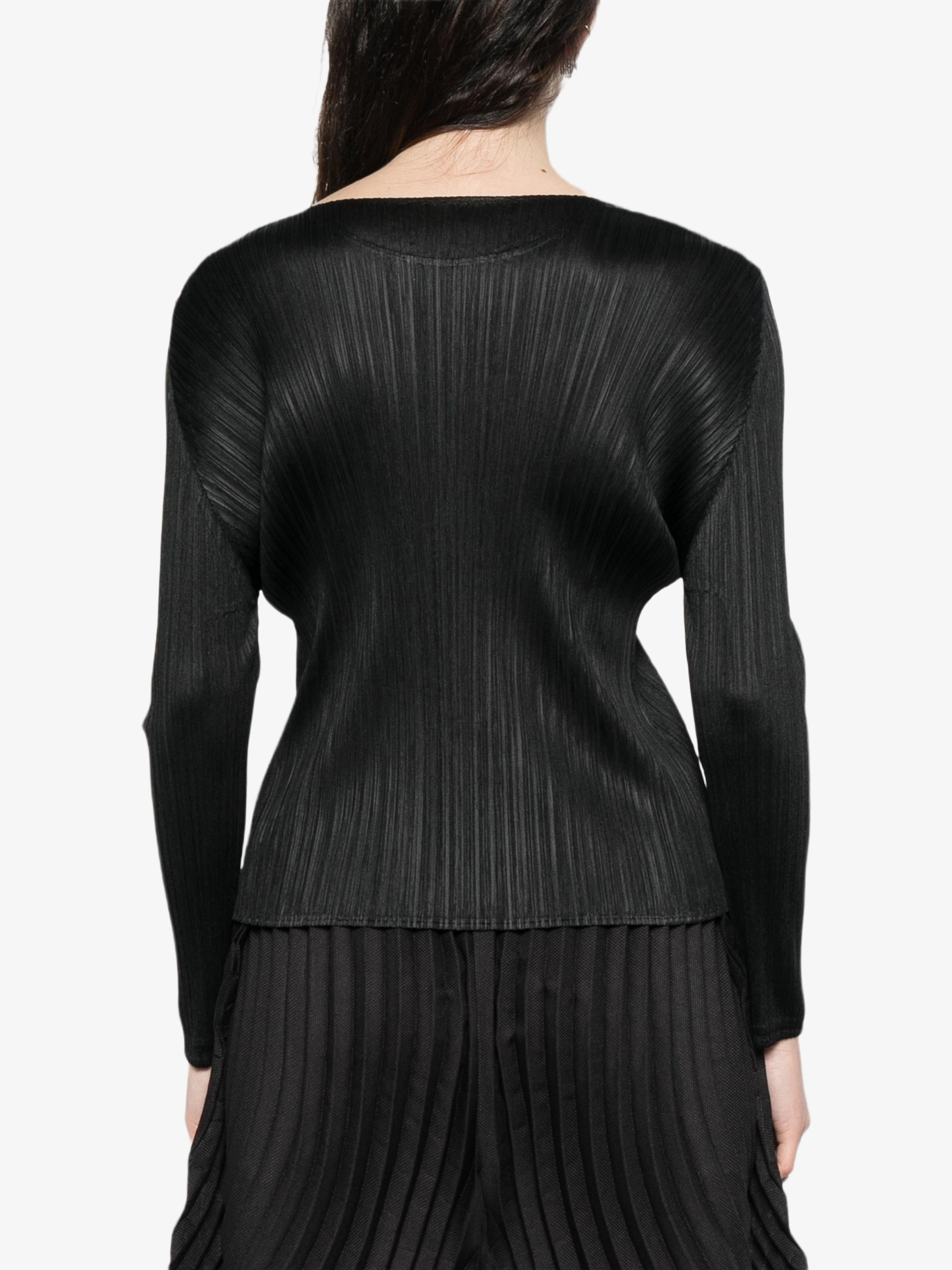 Черный топ с плиссировкой и круглым вырезом Pleats Please Issey
