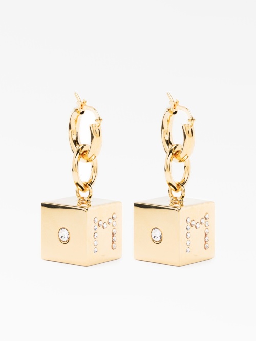 cube-charm hinged hoop earrings