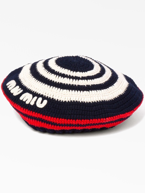 logo-appliqué crochet beret