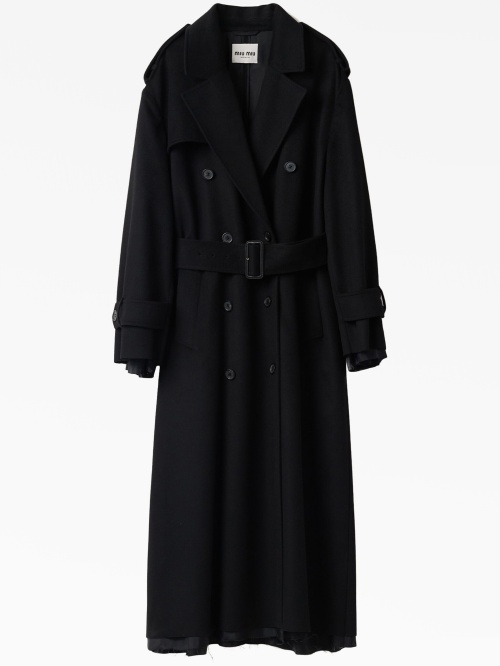 double-breasted velour trench coat