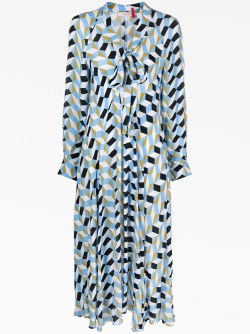 Geometric-print v-neck shirtdress