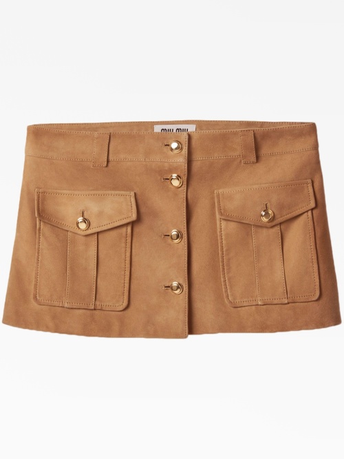 suede flap-pocket miniskirt