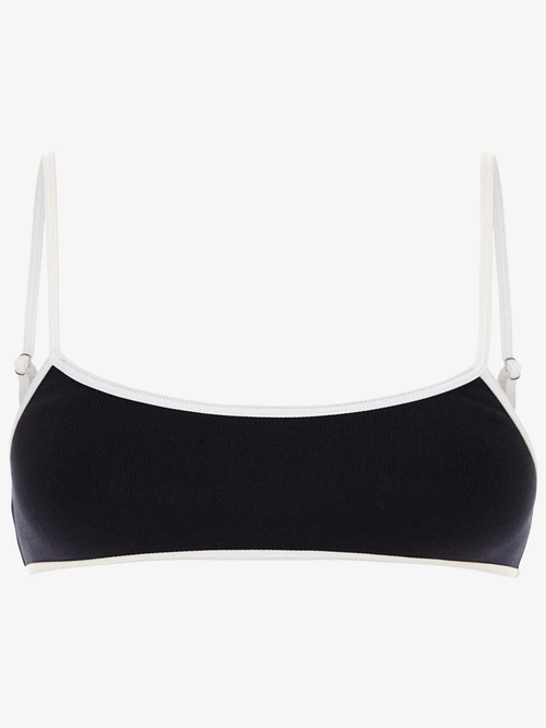 Logo-patch technical-knit swimsuit top Miu Miu — купить на