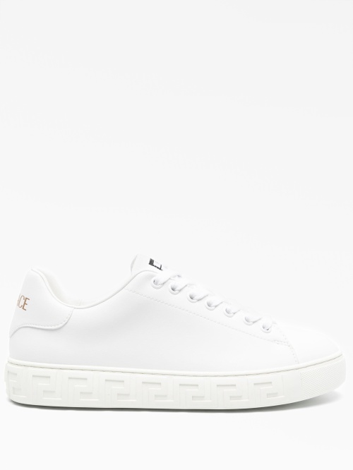 Greca embossed leather sneakers