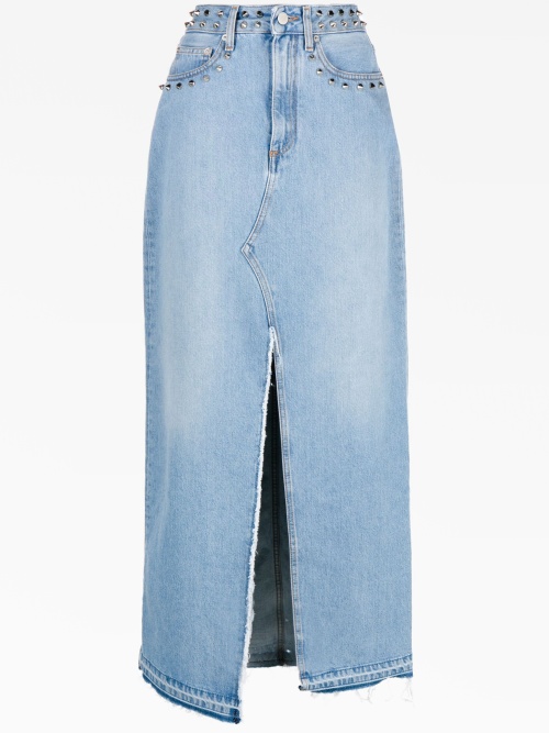 джинсовая юбка макси с разрезом