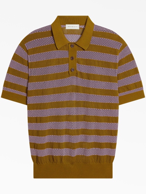 DRIES VAN NOTEN “STRIPE SWEATER POLO” Striped long-sleeved polo shirt DRIES VAN NOTEN — купить на