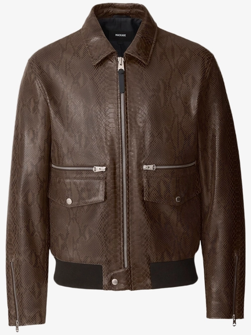 Jakari Snakeskin Zipped Leather Jacket