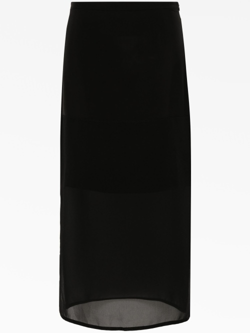 semi-sheer panel midi skirt 