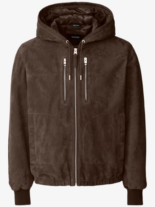 Sylas-Su hooded zipped suede jacket