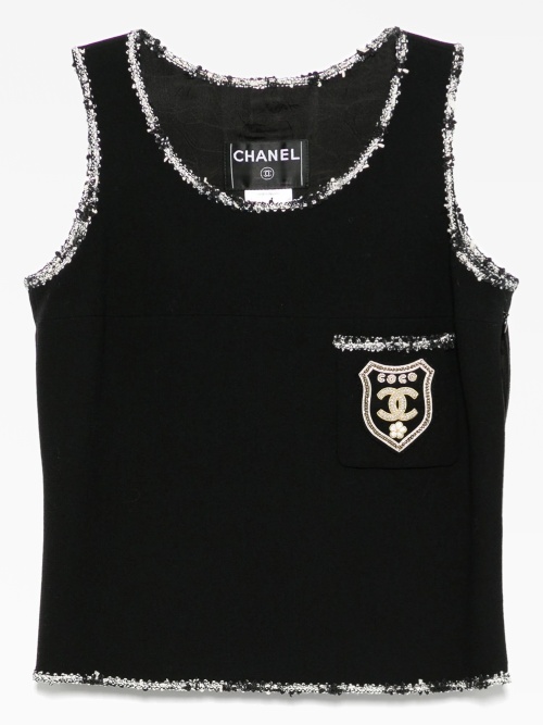 Винтажный топ Chanel без рукавов с эмблемой CHANEL Pre-Owned