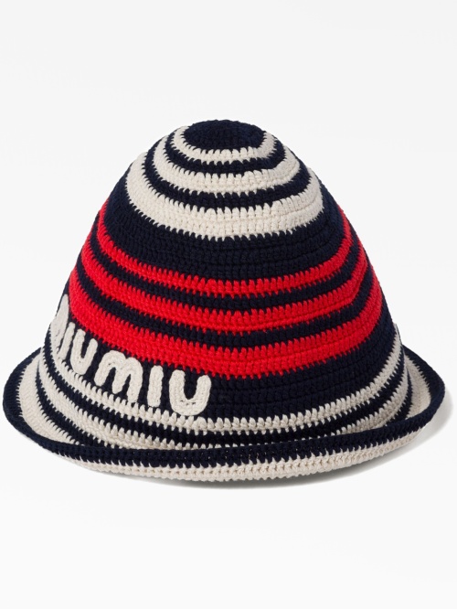 logo-embroidered crochet bucket hat