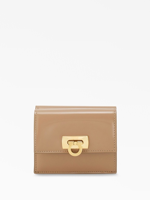 Gancini-buckle leather wallet 