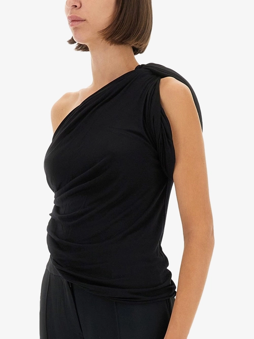 Rick Owens LILIES ドレープカットソー　ノースリーブ Черный топ с одним рукавом и драпировкой Rick Owens Lilies