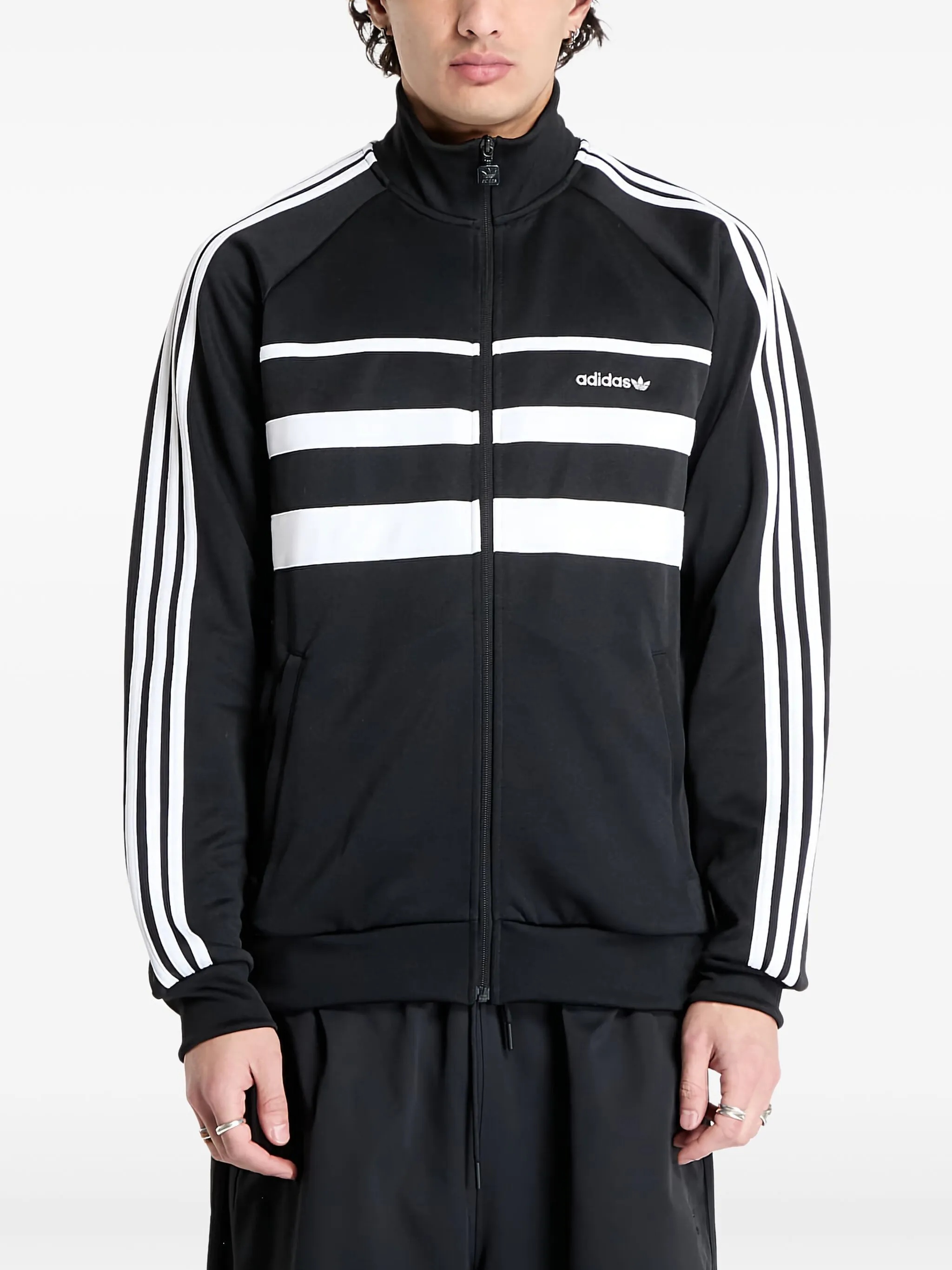 トップス plllllleeeasse stripe lightweight sweat Black striped zip-up track sweatshirt adidas — купить на платформе