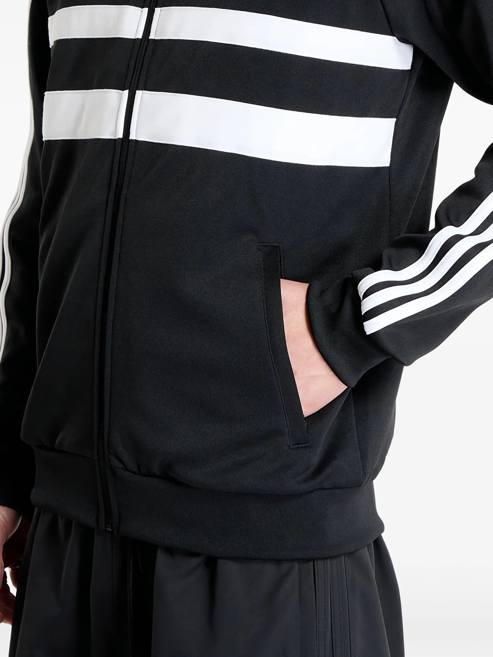 Black striped zip-up track sweatshirt adidas — купить на платформе