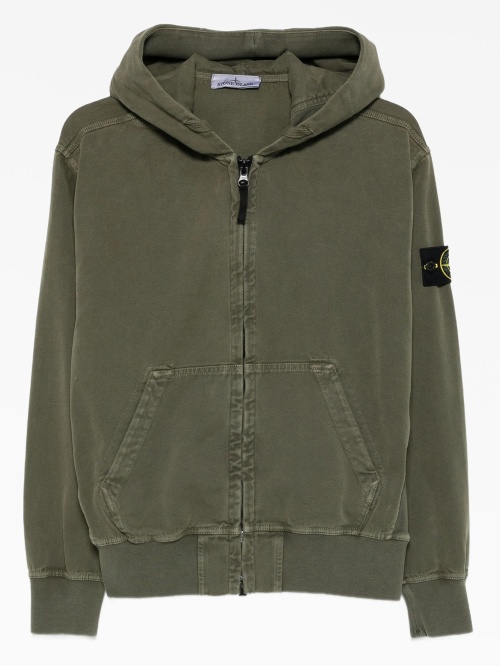 Зеленое хлопковое худи на молнии Stone Island Stone Island