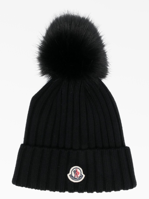 Logo-appliqué ribbed-knit beanie
