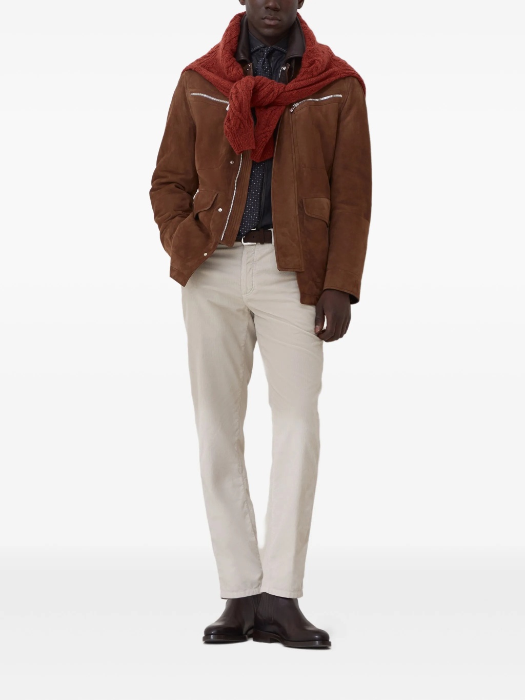 Светло-бежевые вельветовые прямые брюки