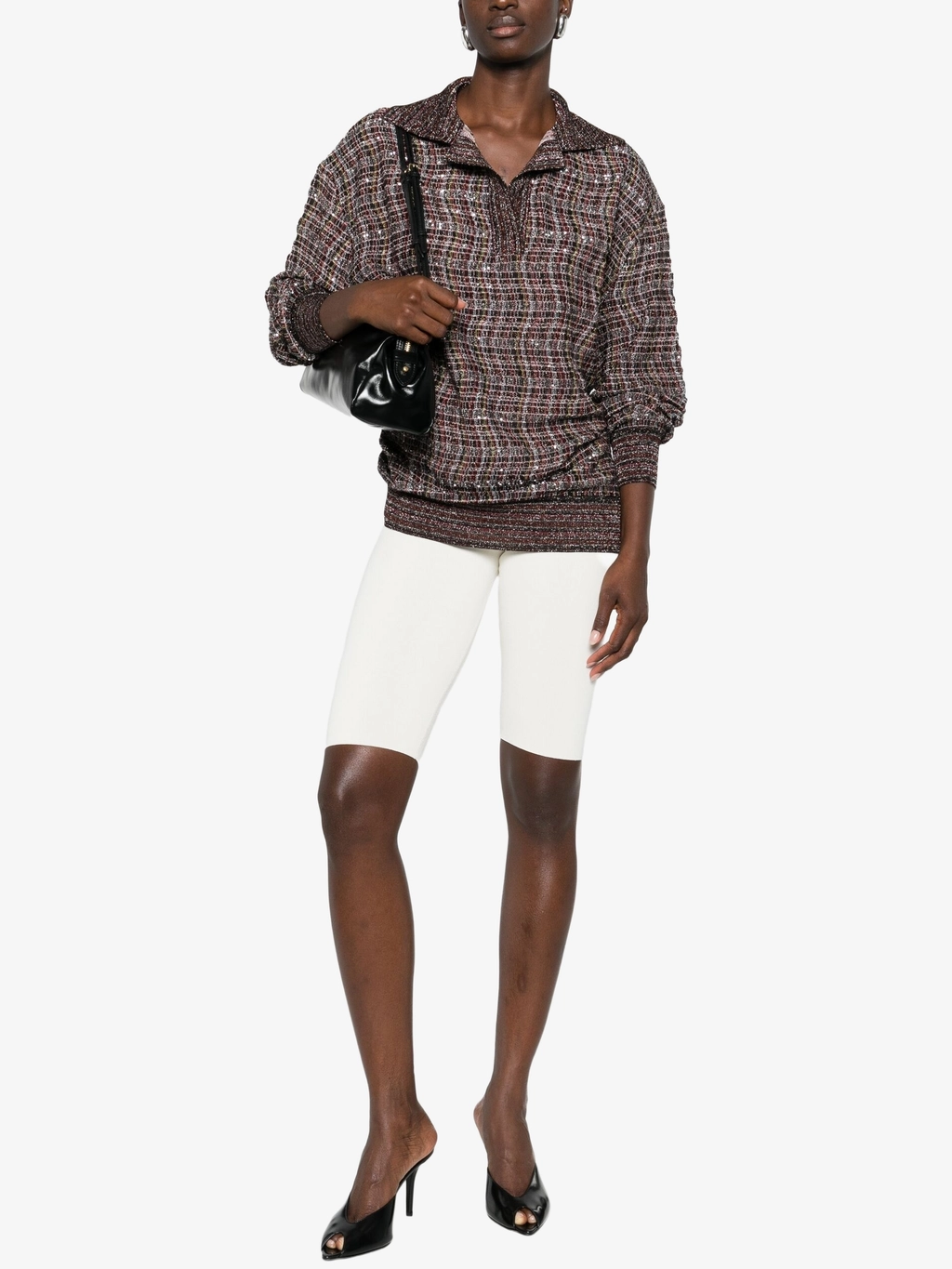 Свитер с v-образным вырезом из текстурированного трикотажа