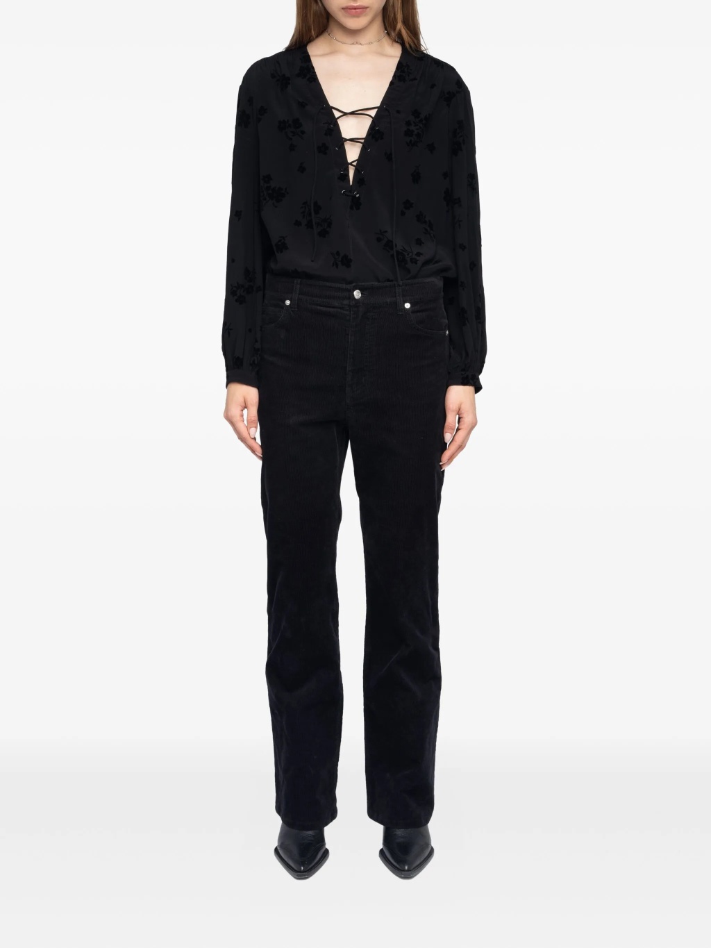 Черные прямые вельветовые брюки