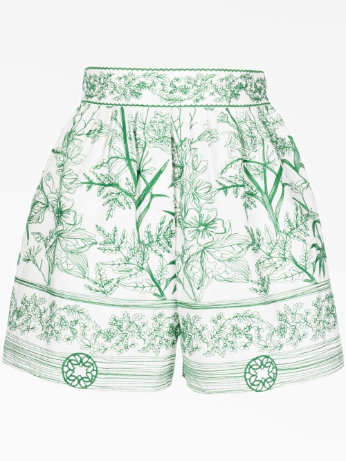 Floral-print high-waist shorts