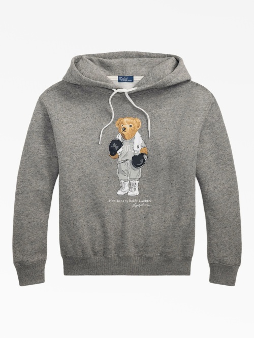 Серая толстовка с капюшоном с боксером Polo Bear Polo Ralph Lauren