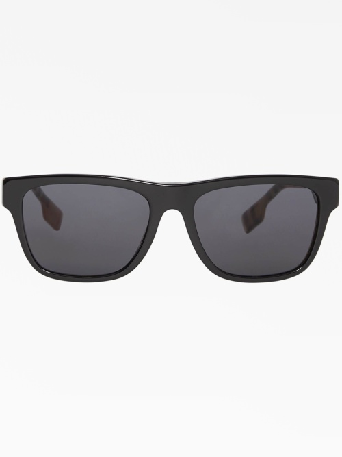 Vintage check detail square frame sunglasses