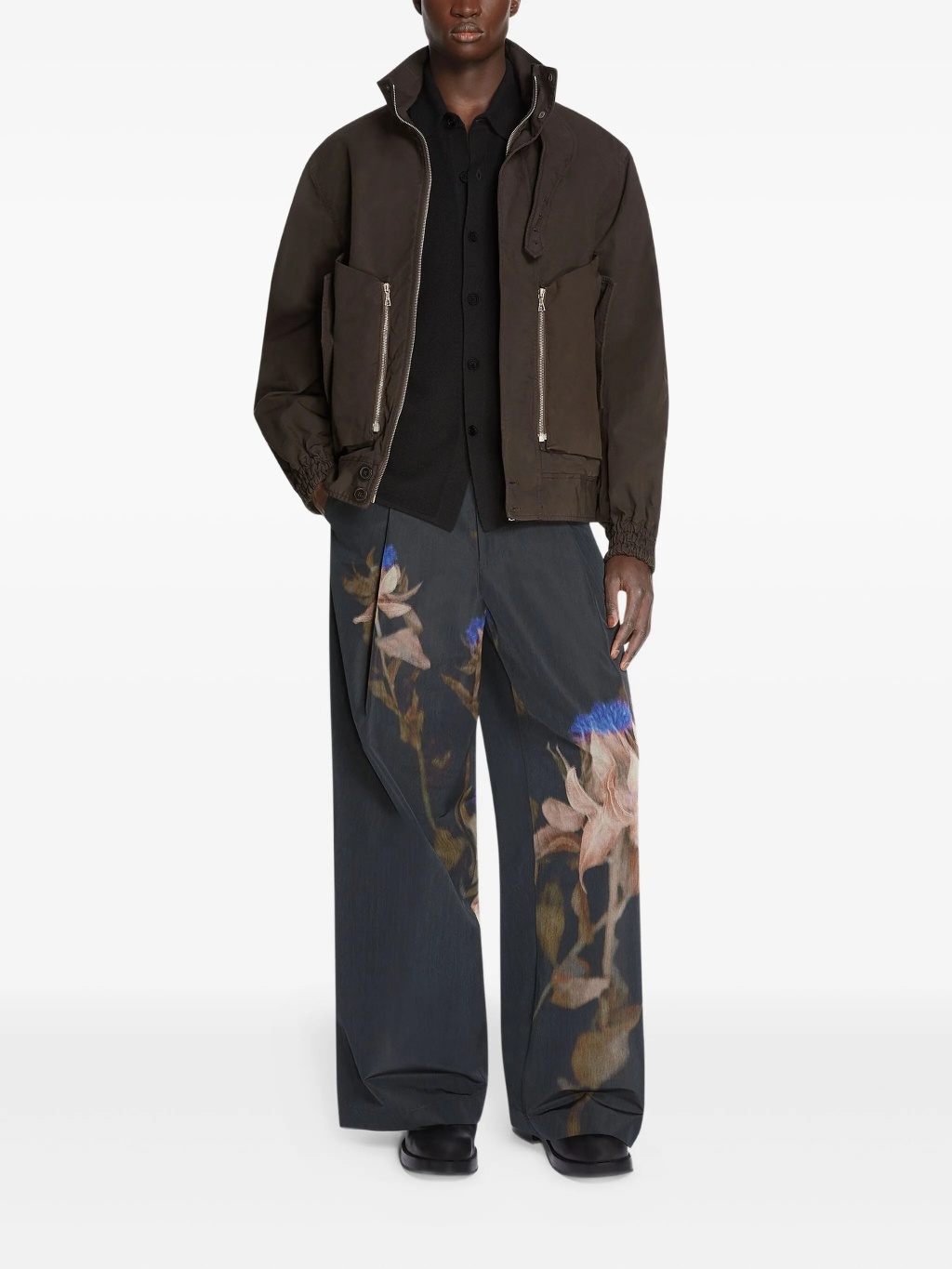 Коричневая хлопковая куртка-бомбер на молнии