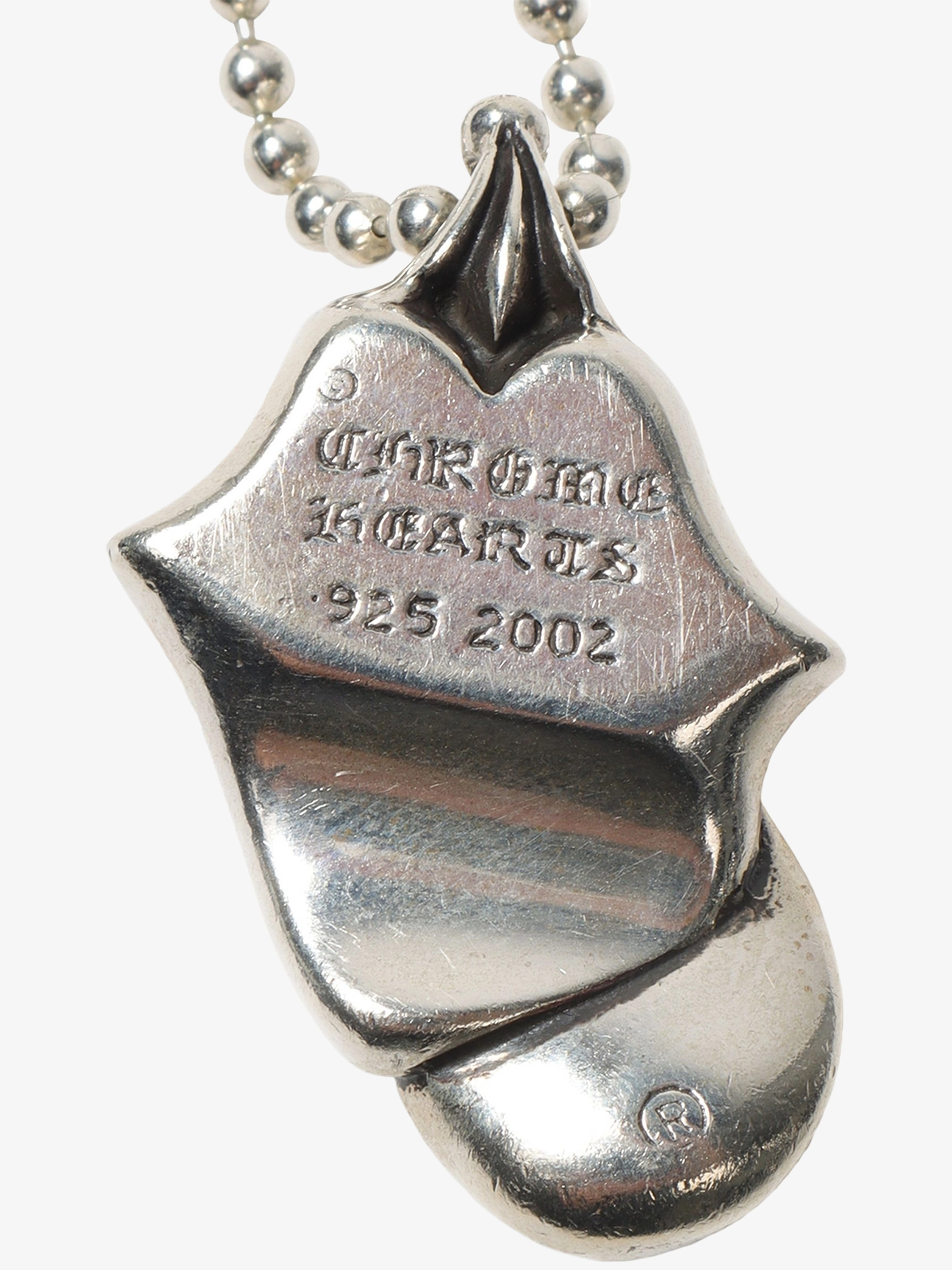 Серебристое ожерелье с подвеской Rolling Stones Chrome Hearts