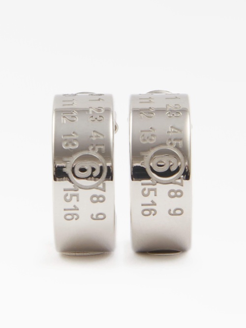 Signature engraved-numbers hoop earrings