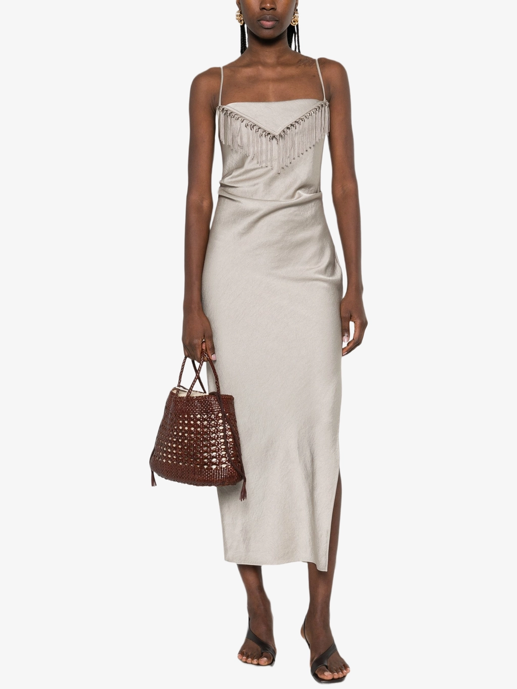 Rachana Fringe Slip Midi Dress