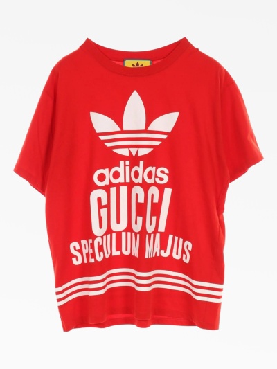 Футболка Gucci x Adidas красного цвета из хлопка Gucci Pre-Owned